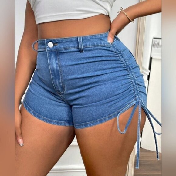 SHEIN Pants - SHEIN SXY Drawstring Side Denim Shorts